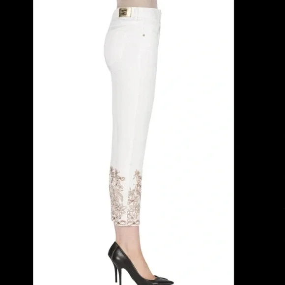 Joseph  Ribkoff Embroidered Leg Jean - Picture 3 of 15